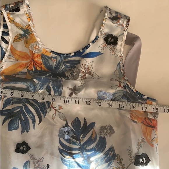 floral embroidered sheer overlay cut out tie back shift dress - Picture 7 of 11